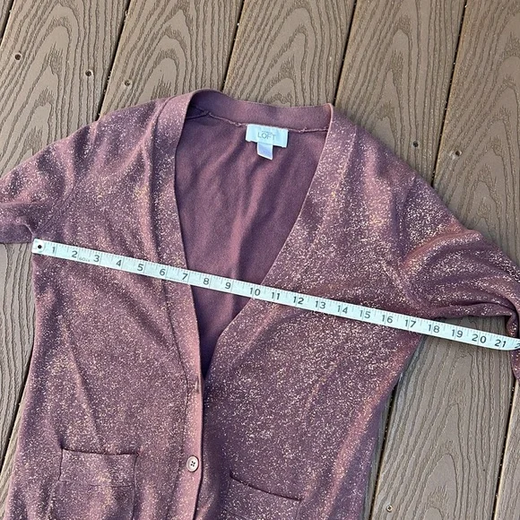 LOFT Brown/gold flecks Knit Cardigan Sweater S XS - Picture 7 of 9